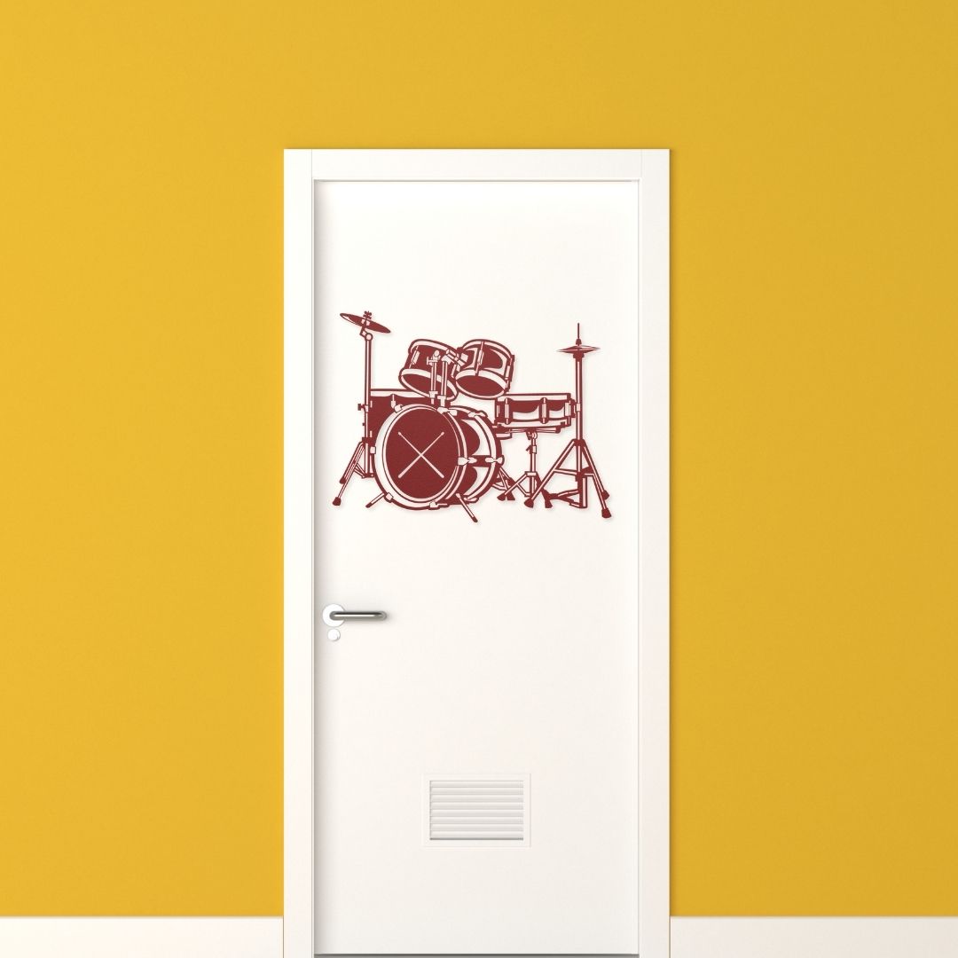 metal wall sign drummer drumkit