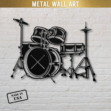 metal wall sign drummer drumkit