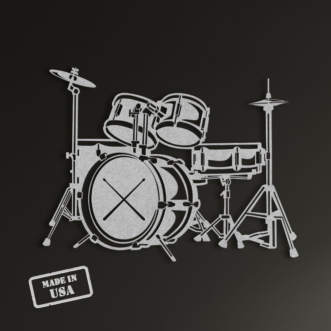 metal wall sign drummer drumkit