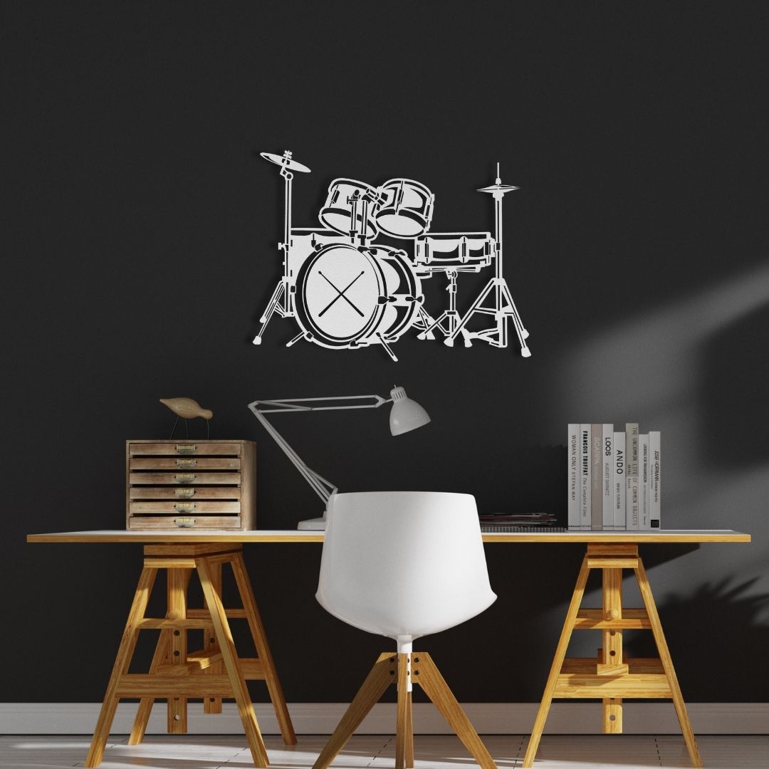 metal wall sign drummer drumkit
