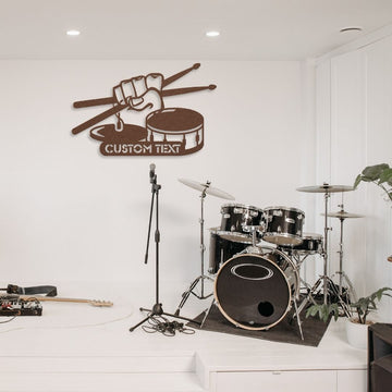 custom metal wall art drummer with custom name