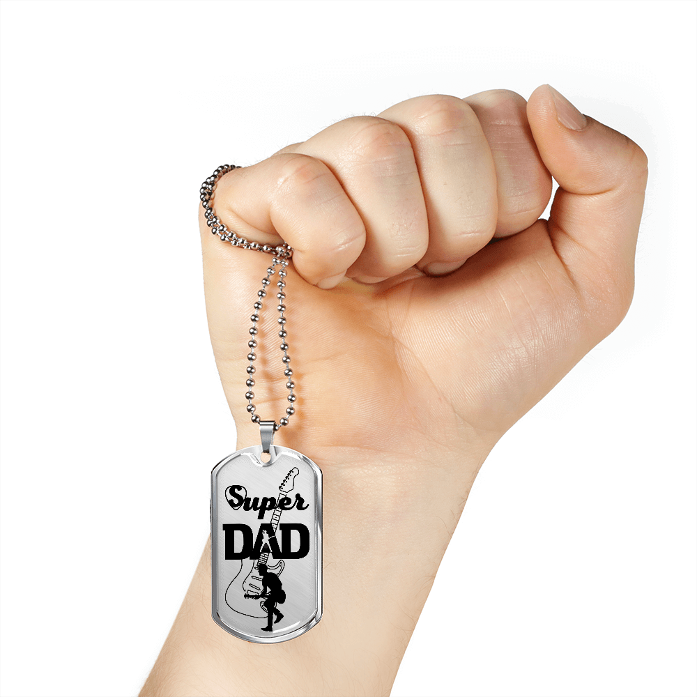 Super Dad Guitarist Guitar Dog Tag Necklace for Guitarist | Military Style Necklace SDT-DTD-0105