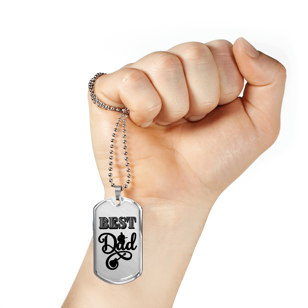 Best Dad Acoustic Guitarist Dog Tag Necklace for Guitarist | Military Style Necklace SDT-DTD-0102
