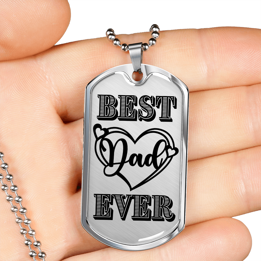 Best Dad Ever Heart Dog Tag Necklace for Guitarist | Military Style Necklace SDT-DTD-0101