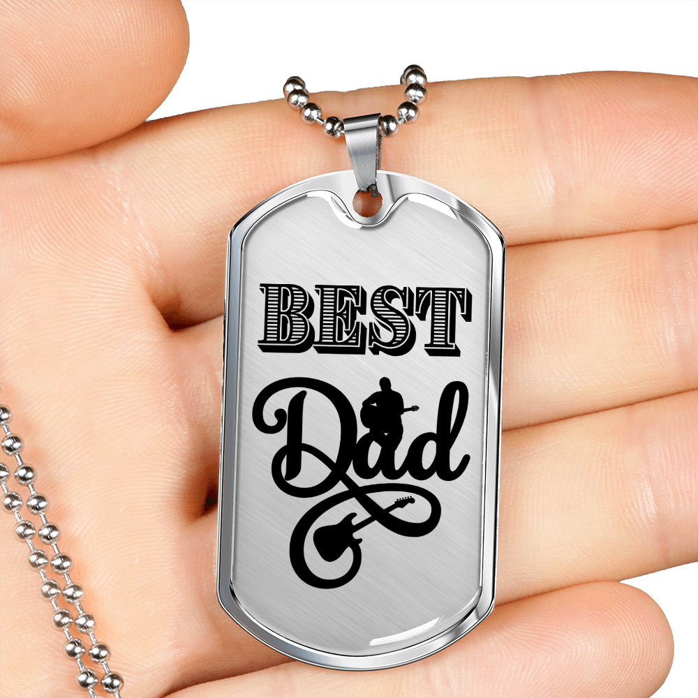 Best Dad Electric Guitarist Dog Tag Necklace for Guitarist | Military Style Necklace SDT-DTD-0103