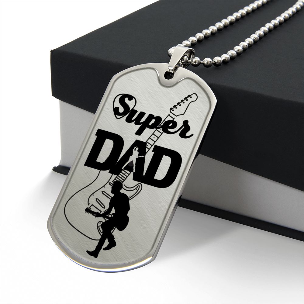 Super Dad Guitarist Guitar Dog Tag Necklace for Guitarist | Military Style Necklace SDT-DTD-0105