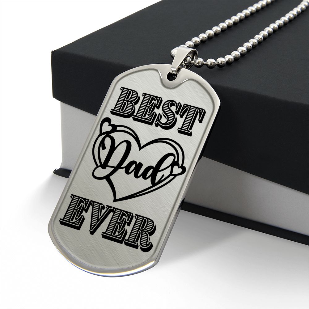 Best Dad Ever Heart Dog Tag Necklace for Guitarist | Military Style Necklace SDT-DTD-0101