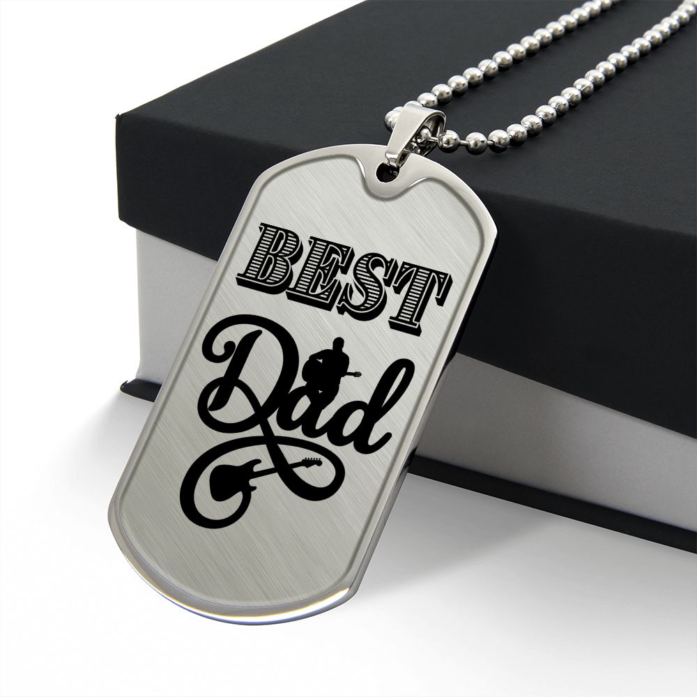 Best Dad Electric Guitarist Dog Tag Necklace for Guitarist | Military Style Necklace SDT-DTD-0103