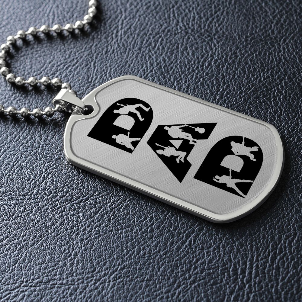 Dad Text with Guitarist Figures Dog Tag Necklace for Guitarist | Military Style Necklace SDT-DTD-0107