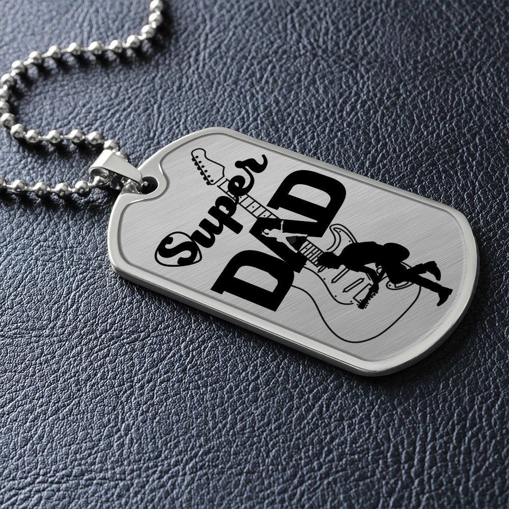 Super Dad Guitarist Guitar Dog Tag Necklace for Guitarist | Military Style Necklace SDT-DTD-0105