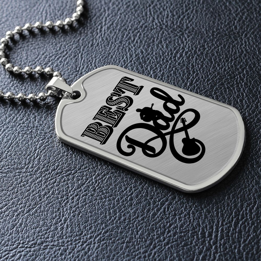 Best Dad Acoustic Guitarist Dog Tag Necklace for Guitarist | Military Style Necklace SDT-DTD-0102