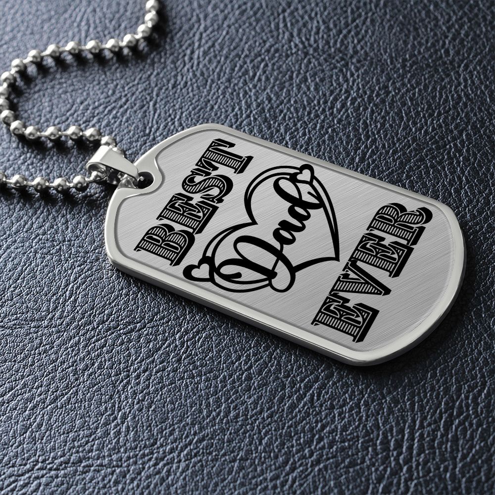 Best Dad Ever Heart Dog Tag Necklace for Guitarist | Military Style Necklace SDT-DTD-0101