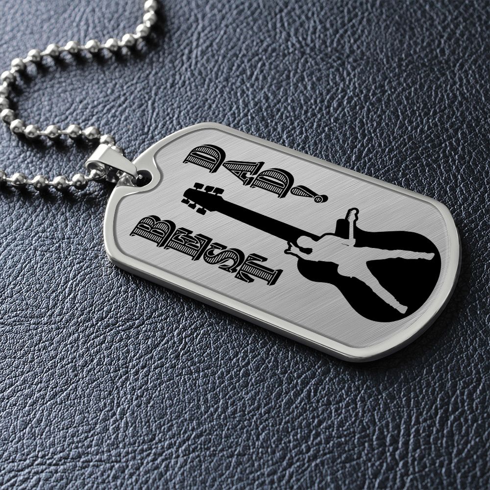 Best Dad Guitarist Silhouette Dog Tag Necklace for Guitarist | Military Style Necklace SDT-DTD-0108