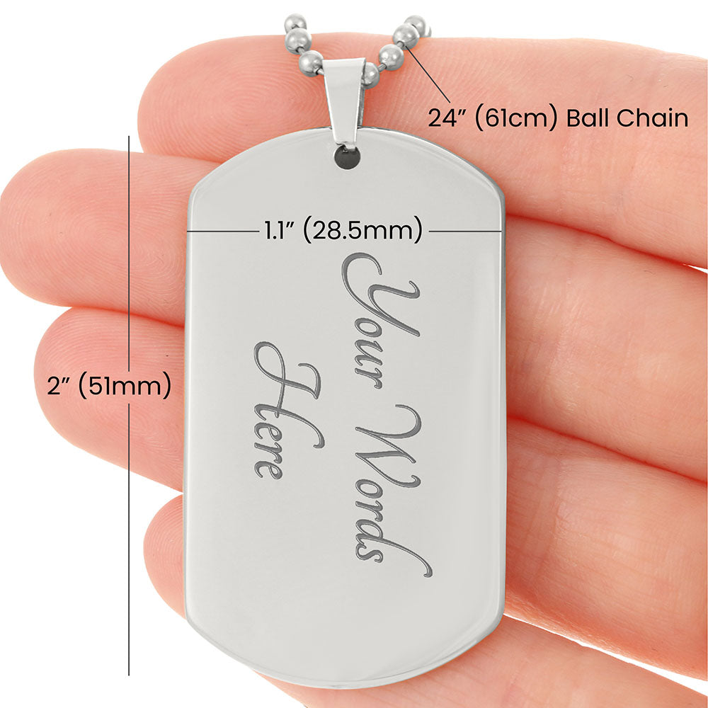 Dad Text with Guitarist Figures and Music Notes Dog Tag Necklace for Guitarist | Military Style Necklace SDT-DTD-0106