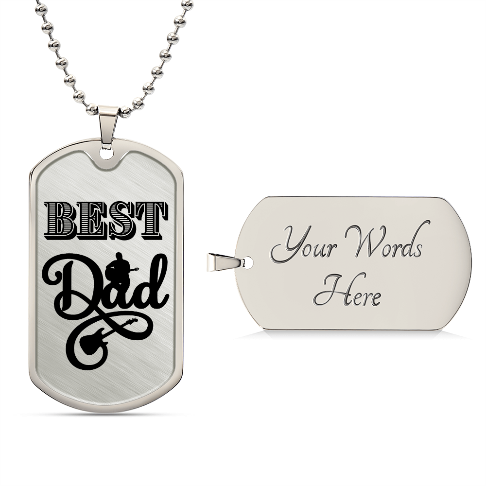 Best Dad Electric Guitarist Dog Tag Necklace for Guitarist | Military Style Necklace SDT-DTD-0103