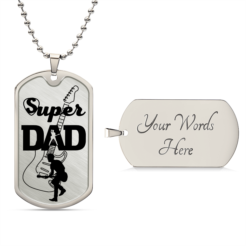 Super Dad Guitarist Guitar Dog Tag Necklace for Guitarist | Military Style Necklace SDT-DTD-0105