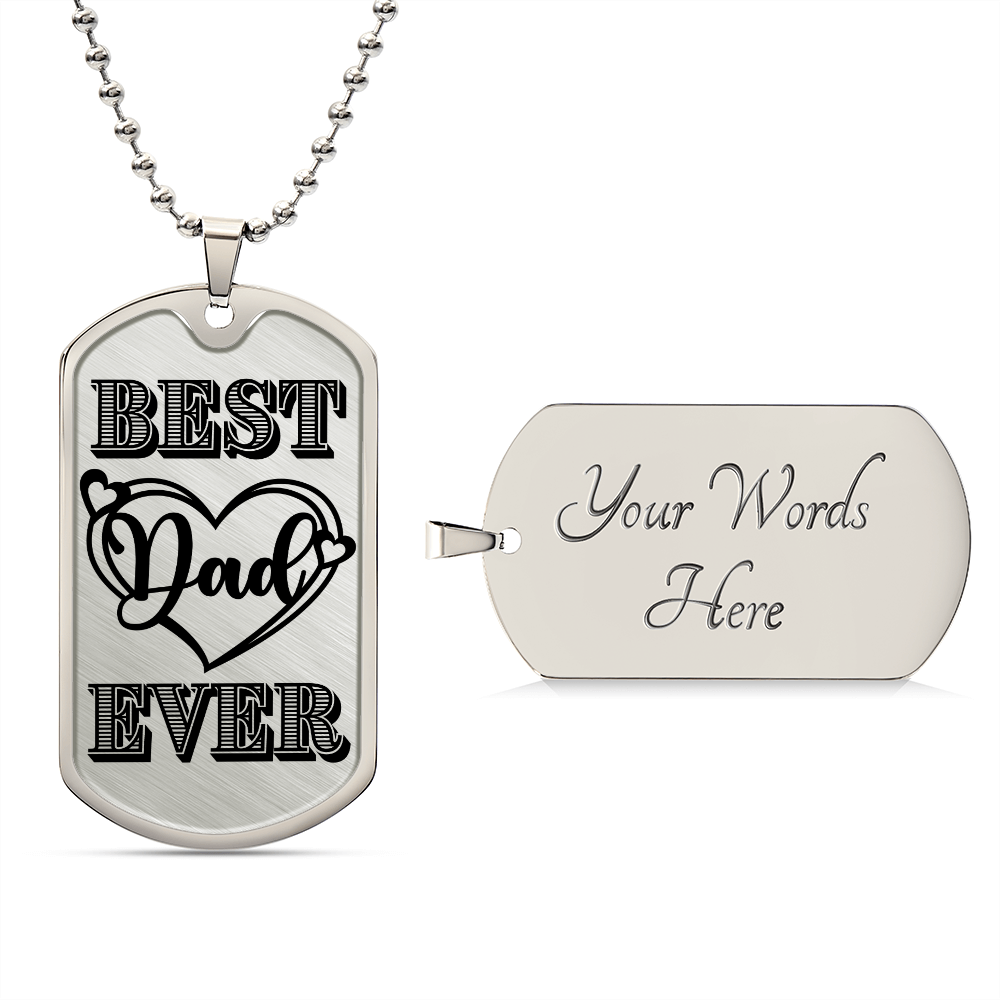 Best Dad Ever Heart Dog Tag Necklace for Guitarist | Military Style Necklace SDT-DTD-0101