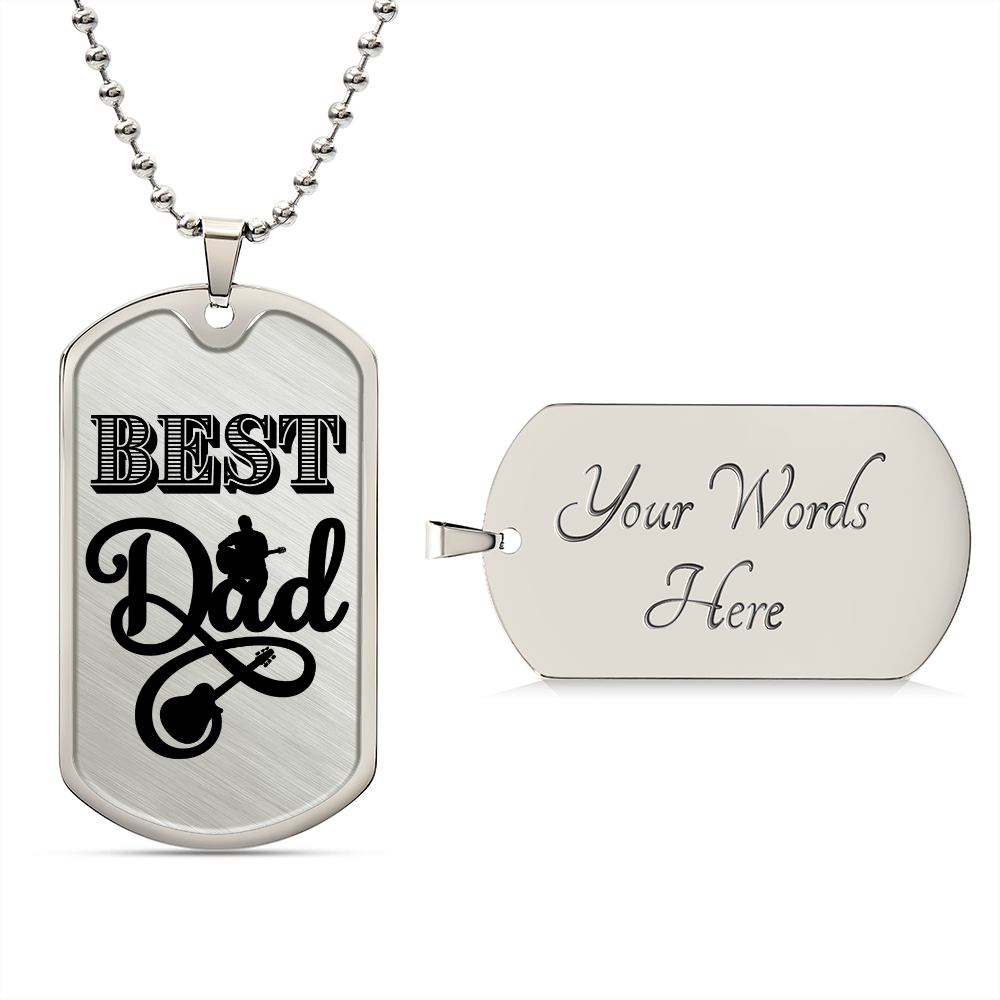 Best Dad Acoustic Guitarist Dog Tag Necklace for Guitarist | Military Style Necklace SDT-DTD-0102