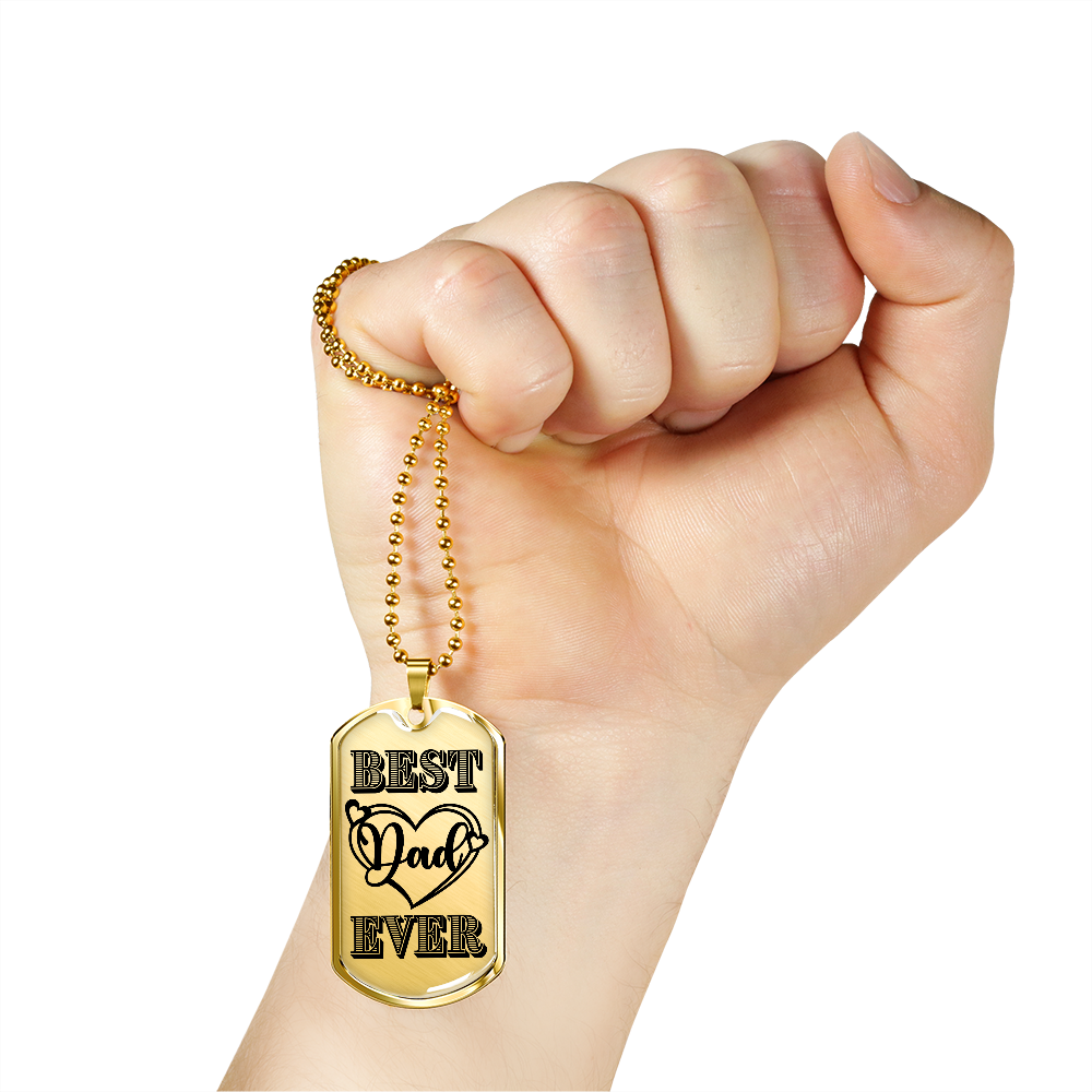 Best Dad Ever Heart Dog Tag Necklace for Guitarist | Military Style Necklace SDT-DTD-0101