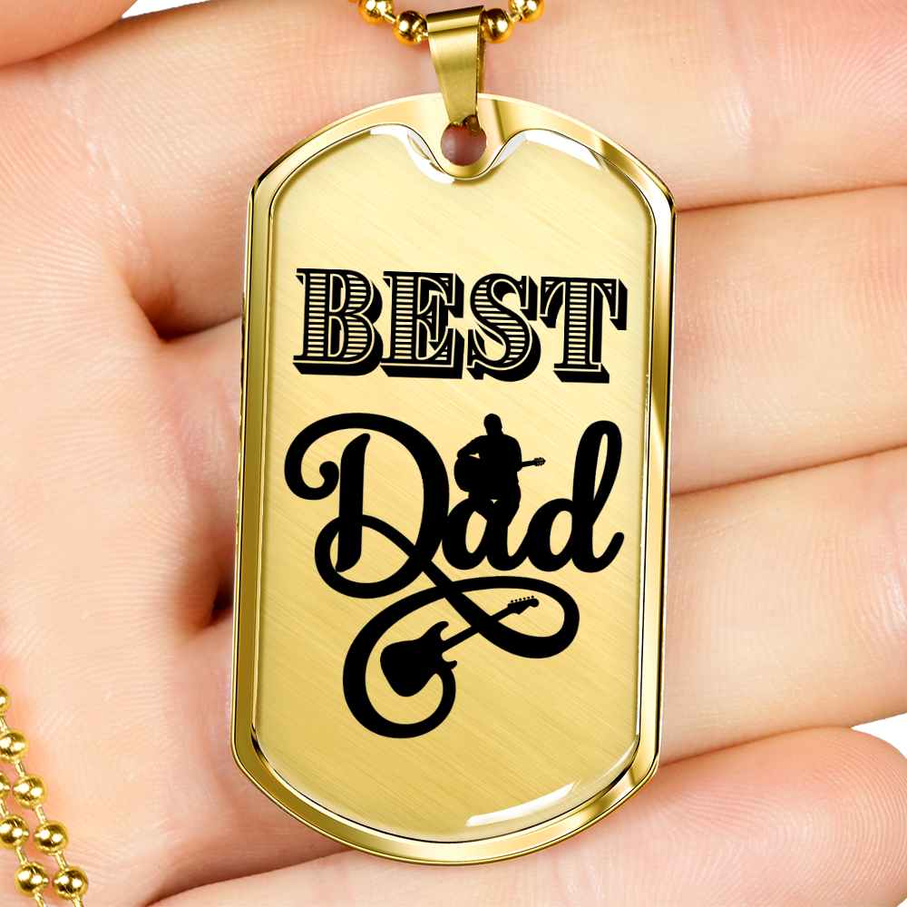 Best Dad Electric Guitarist Dog Tag Necklace for Guitarist | Military Style Necklace SDT-DTD-0103