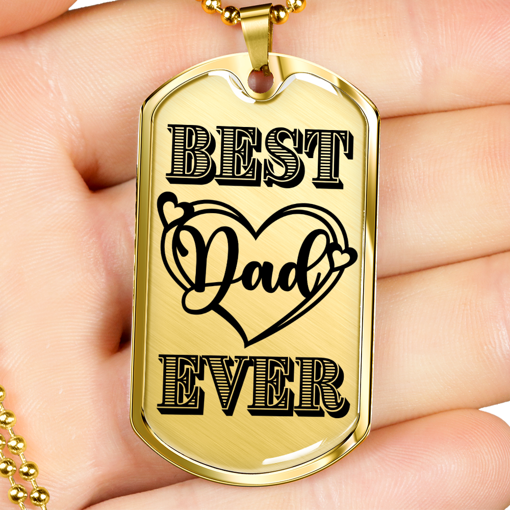 Best Dad Ever Heart Dog Tag Necklace for Guitarist | Military Style Necklace SDT-DTD-0101