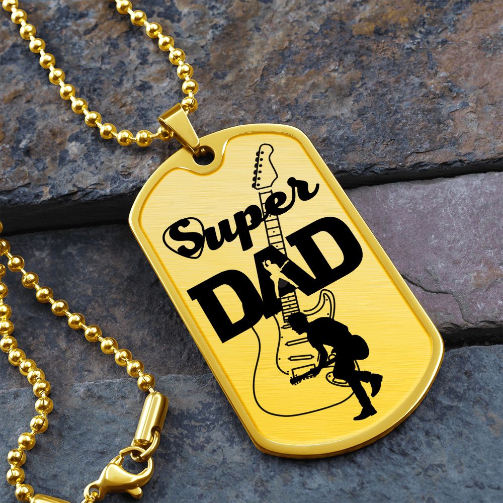 Super Dad Guitarist Guitar Dog Tag Necklace for Guitarist | Military Style Necklace SDT-DTD-0105