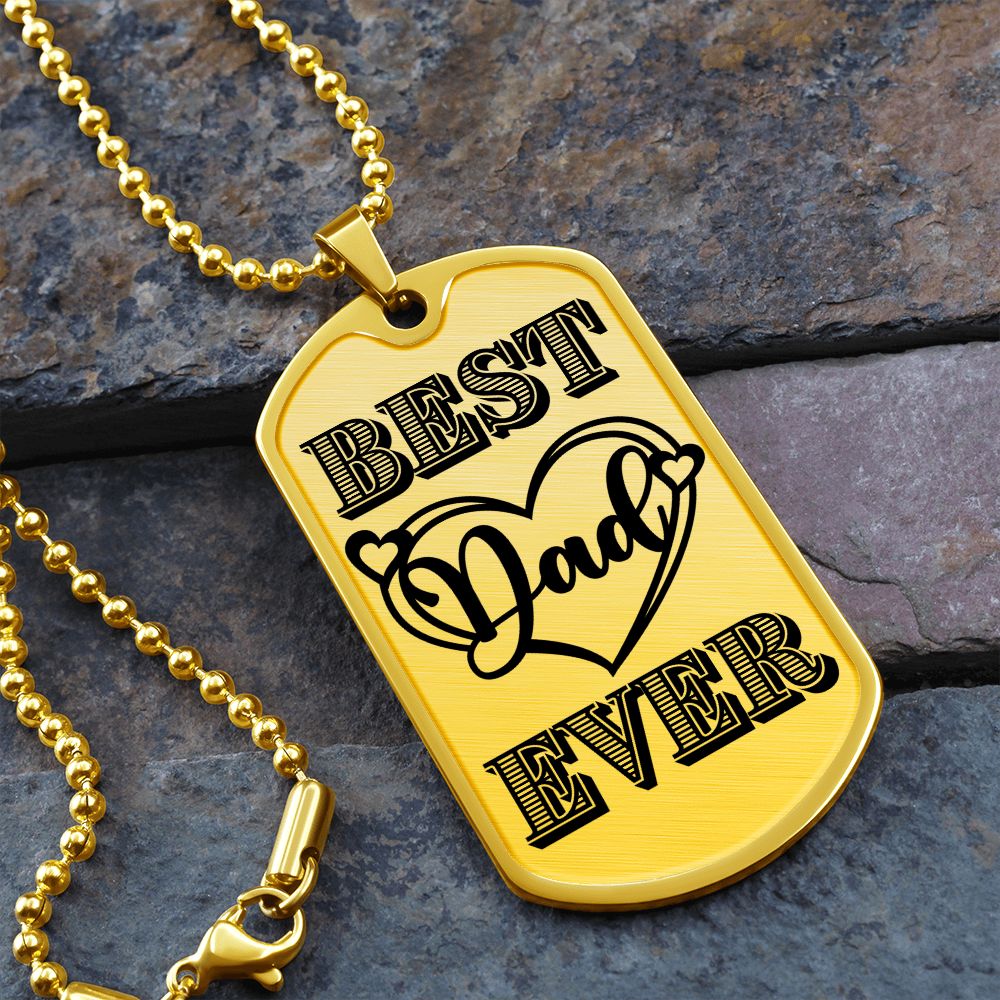 Best Dad Ever Heart Dog Tag Necklace for Guitarist | Military Style Necklace SDT-DTD-0101