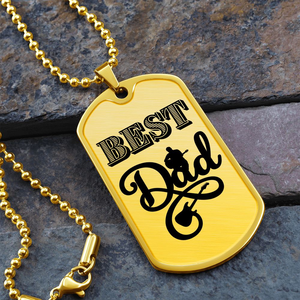 Best Dad Electric Guitarist Dog Tag Necklace for Guitarist | Military Style Necklace SDT-DTD-0103