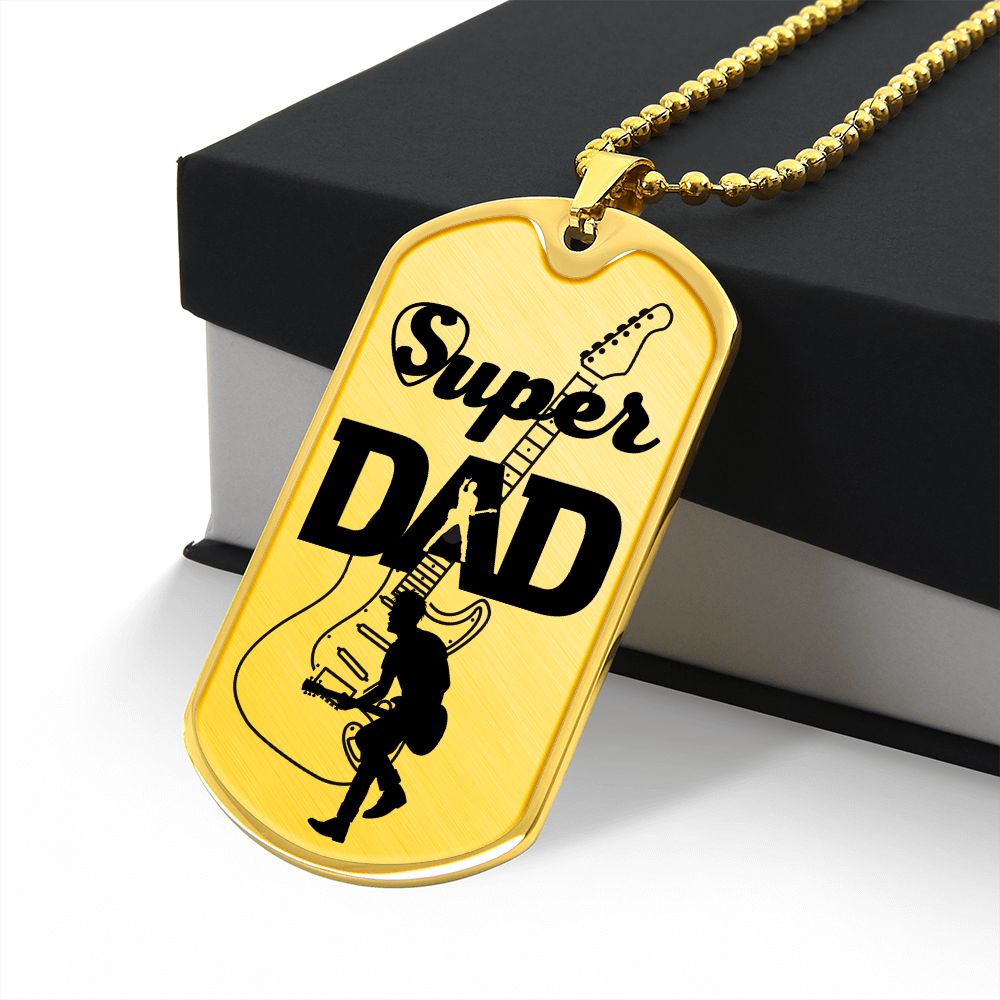 Super Dad Guitarist Guitar Dog Tag Necklace for Guitarist | Military Style Necklace SDT-DTD-0105