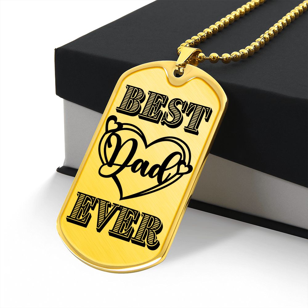 Best Dad Ever Heart Dog Tag Necklace for Guitarist | Military Style Necklace SDT-DTD-0101