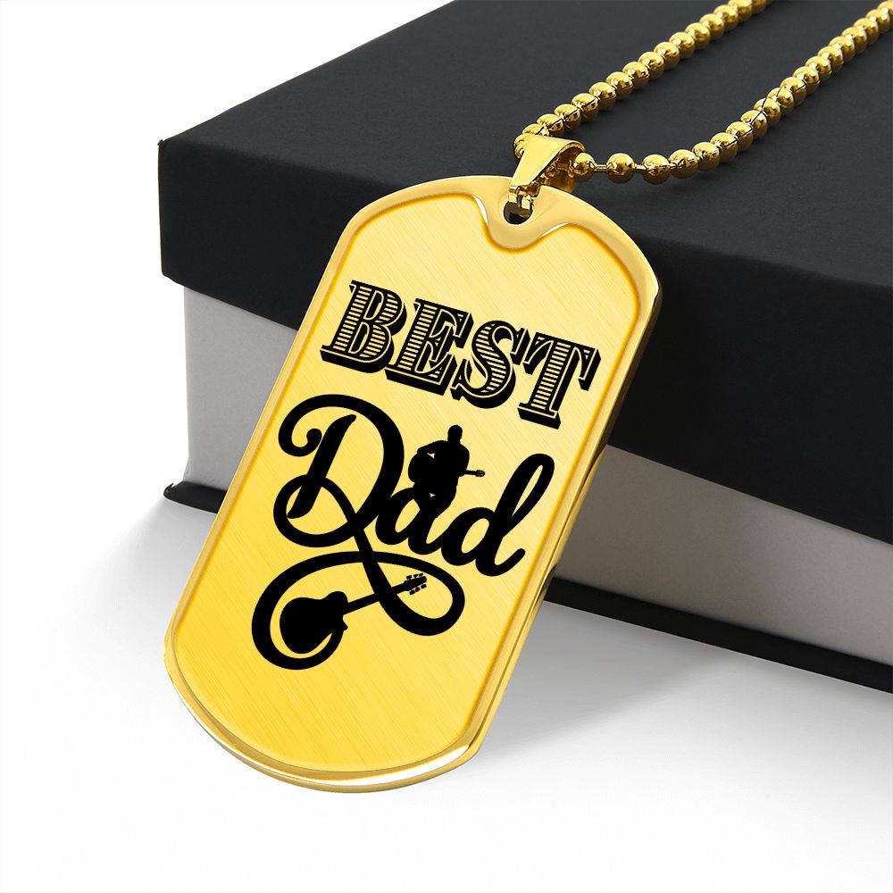 Best Dad Acoustic Guitarist Dog Tag Necklace for Guitarist | Military Style Necklace SDT-DTD-0102