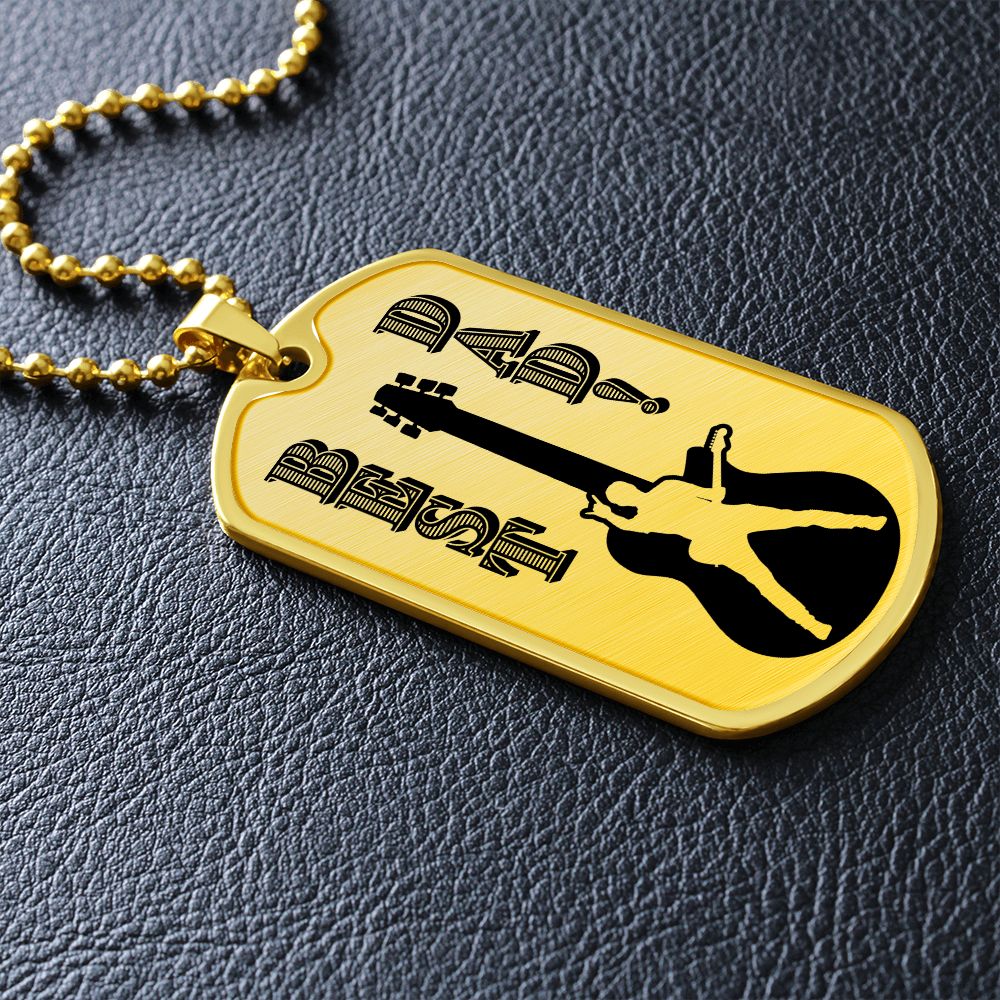 Best Dad Guitarist Silhouette Dog Tag Necklace for Guitarist | Military Style Necklace SDT-DTD-0108