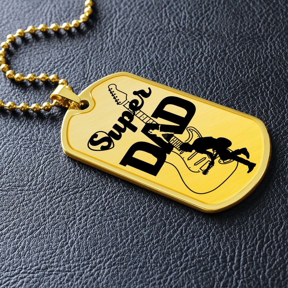 Super Dad Guitarist Guitar Dog Tag Necklace for Guitarist | Military Style Necklace SDT-DTD-0105