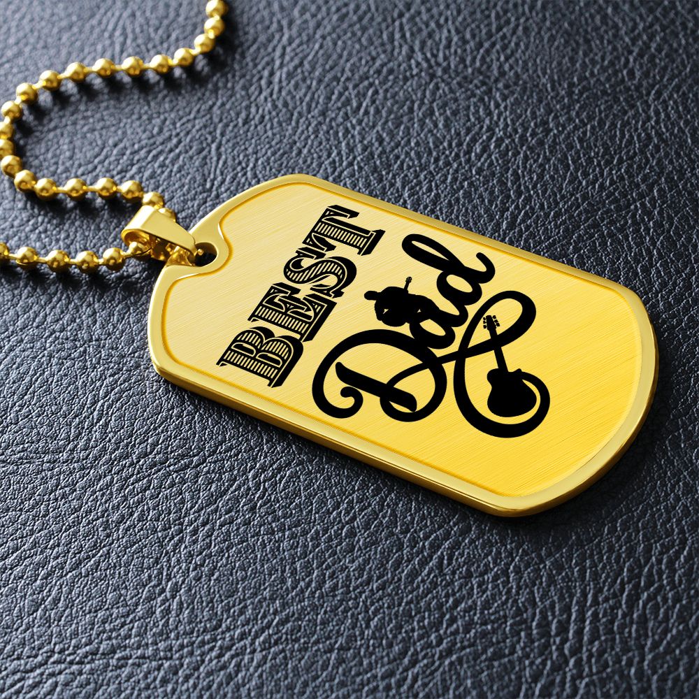 Best Dad Acoustic Guitarist Dog Tag Necklace for Guitarist | Military Style Necklace SDT-DTD-0102