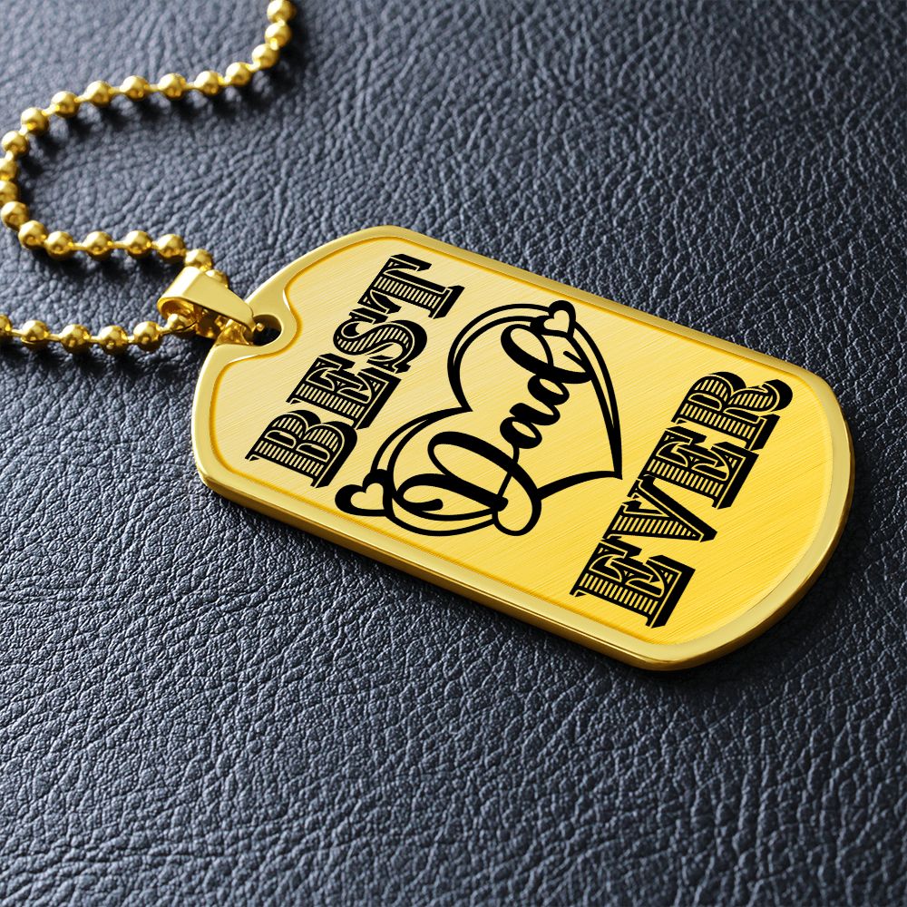 Best Dad Ever Heart Dog Tag Necklace for Guitarist | Military Style Necklace SDT-DTD-0101