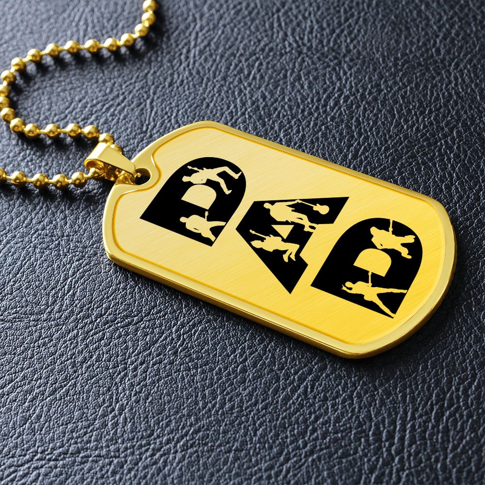 Dad Text with Guitarist Figures Dog Tag Necklace for Guitarist | Military Style Necklace SDT-DTD-0107