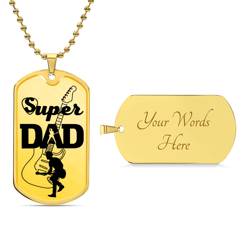 Super Dad Guitarist Guitar Dog Tag Necklace for Guitarist | Military Style Necklace SDT-DTD-0105