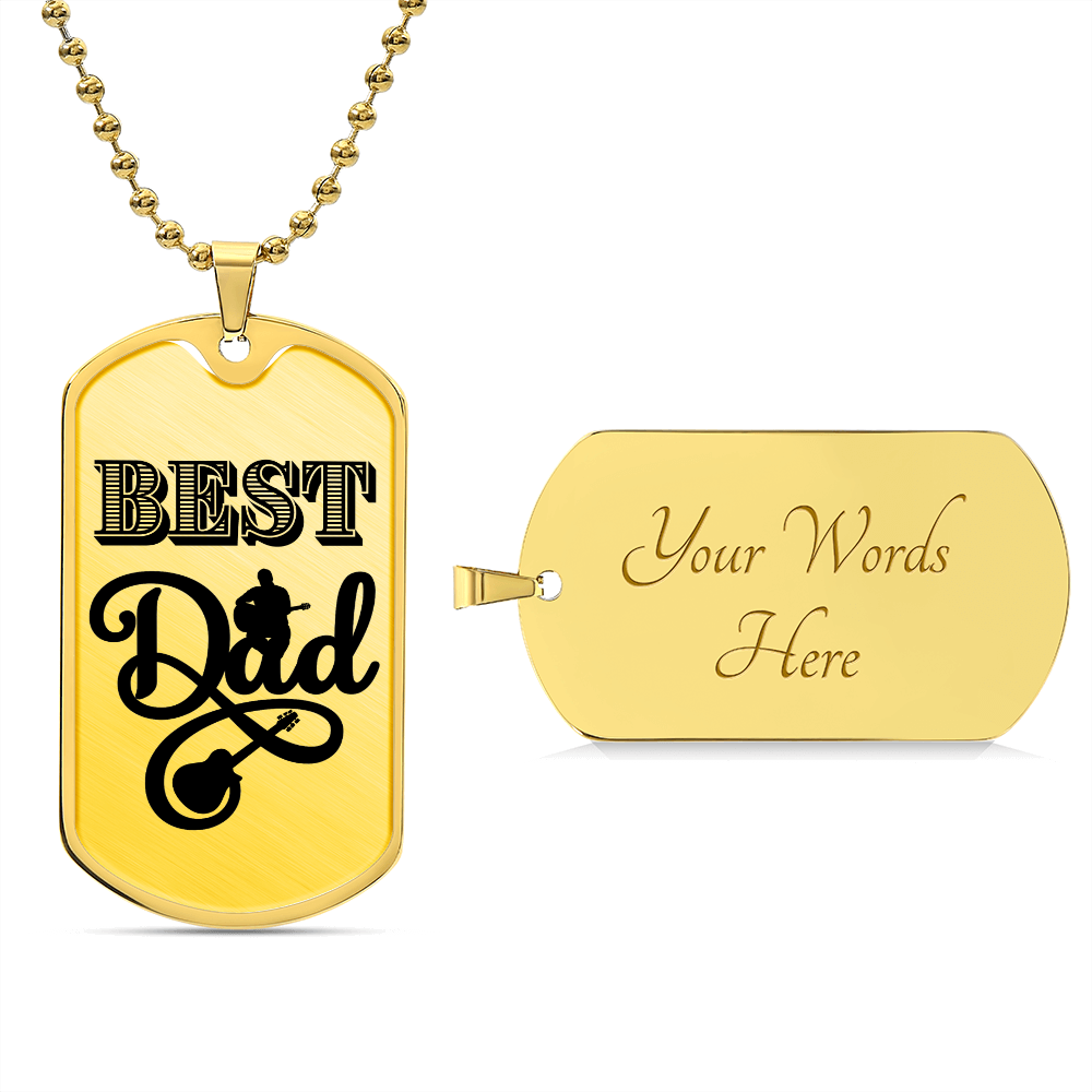 Best Dad Acoustic Guitarist Dog Tag Necklace for Guitarist | Military Style Necklace SDT-DTD-0102