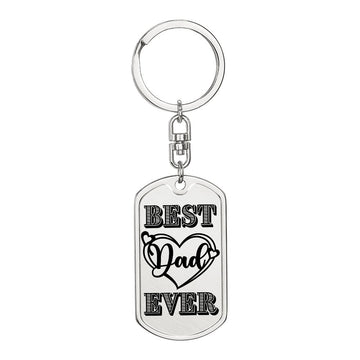 Best Dad Ever Heart Dog Tag Keychain | Military Style Keychain SDT-DTK-0101