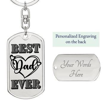 Best Dad Ever Heart Dog Tag Keychain | Military Style Keychain SDT-DTK-0101