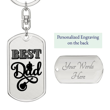 Best Dad Acoustic Guitarist Dog Tag Keychain for Guitarist | Military Style Keychain SDT-DTK-0102