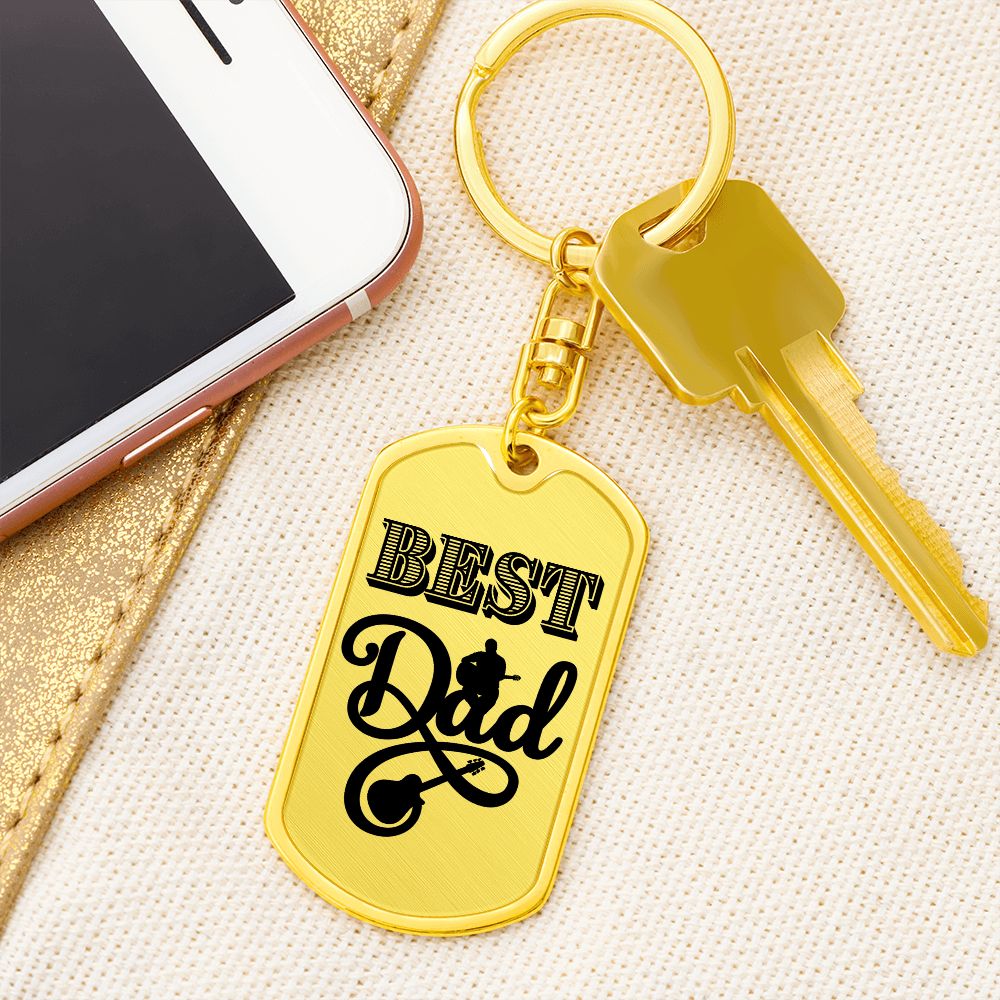 Best Dad Acoustic Guitarist Dog Tag Keychain for Guitarist | Military Style Keychain SDT-DTK-0102