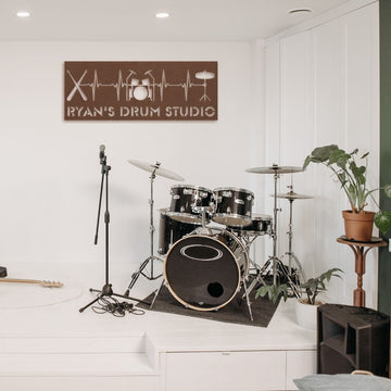 Drummer Wall Sign with Drumkit and Custom Name | Custom Metal Wall Art