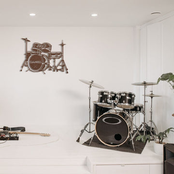 Drum Gift Personalized Wall Art | Custom Metal Art for Drummer Name Sign for Studio Indoor Outdoor | Music Room Home Decor DCS103