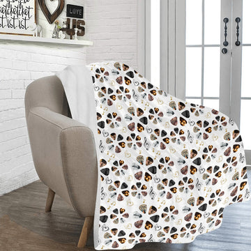 Acoustic Guitar Plectrum Pattern White Ultra-Soft Micro Fleece Blanket 54''x70''