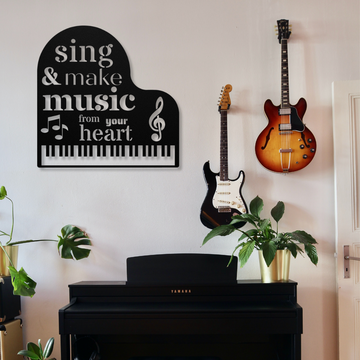 Grand Piano | Sing and Make Music Your Heart | Metal Wall Art