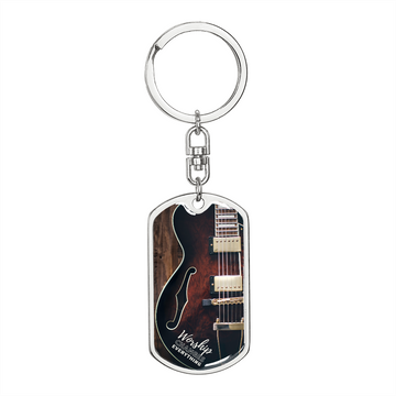 Worship Changes Everything | Electric Guitar Hollow | Dog Tag Keychain - Givtz Back