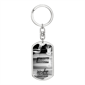Worship Changes Everything | Electric Guitar Flame | Dog Tag Keychain - Givtz Back