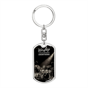 Worship Changes Everything | Drummer | Dog Tag Keychain - Givtz Back