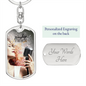 Worship YHWH | Female Singer with Mic | Dog Tag Keychain - Givtz Back